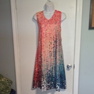 Coral Print Sleeveless Dress Women's Sz  M